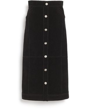 Barrie Suede-effect Long Skirt In Cashmere And Cotton - Black