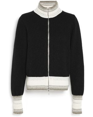 Barrie Mottled Cashmere Zip-up Cardigan - Black