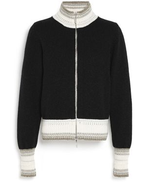 Barrie Mottled Cashmere Zip-up Cardigan - Black