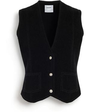 Barrie Suede-effect Sleeveless Jacket In Cashmere And Cotton - Black
