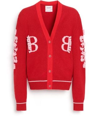 Barrie Cashmere B Logo V-Neck Cardigan - Red