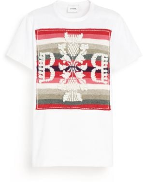 Barrie Striped T-shirt With Logo Cashmere Patch - Red