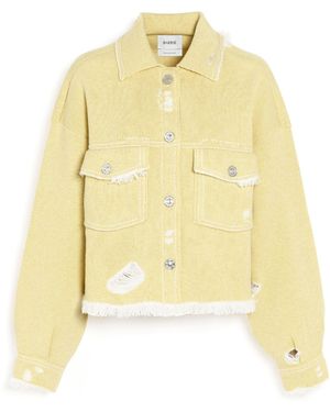 Barrie Denim Fringed Cashmere And Cotton Jacket - Yellow