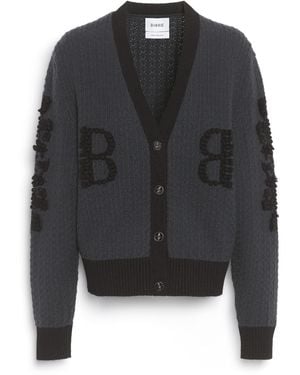 Barrie Cashmere Lace Cardigan With B Logo - Black