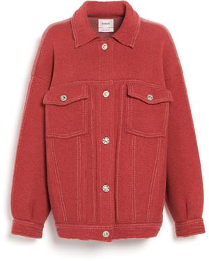Barrie Denim Patchwork Oversized Cashmere And Cotton Jacket - Red