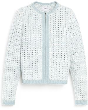Barrie Crochet Knit Zip-up Cardigan - Blue