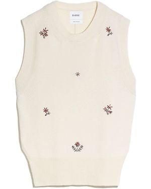 Barrie Iconic Sleeveless Embroidered Sweater In Cashmere - Natural