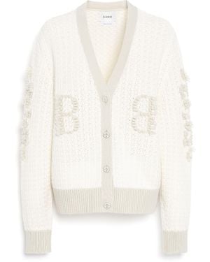 Barrie Cashmere Lace Cardigan With B Logo - White