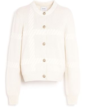 Barrie Cashmere Cardigan With A Tartan Motif - White