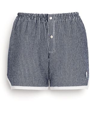 Barrie Cashmere And Cotton Striped Shorts - Blue