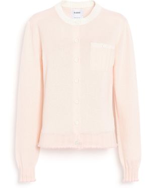 Barrie Lightweight Cashmere And Cotton Cardigan With Ribbed Detailing - Pink