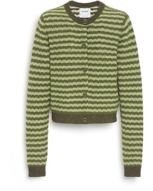 Barrie Striped Cashmere Lace Cardigan - Green