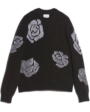 Barrie Roses Round-neck Cashmere Jumper - Black