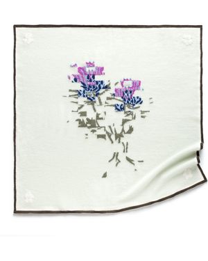 Barrie Cashmere Scarf With Thistle Motif - White
