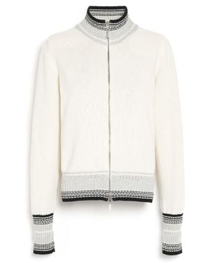 Barrie Mottled Cashmere Zip-Up Cardigan - White