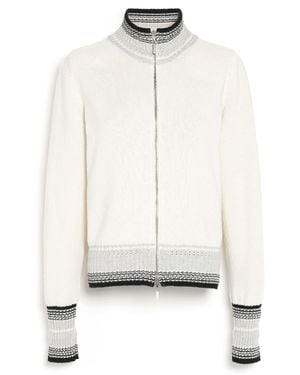 Barrie Mottled Cashmere Zip-up Cardigan - White