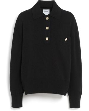 Barrie Cashmere Polo Collar Sweater - Black