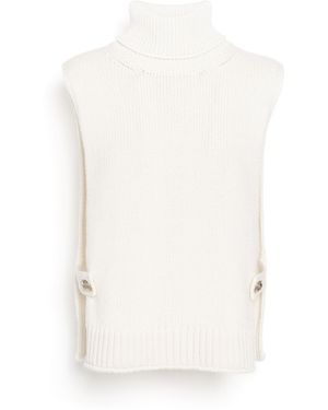Barrie Cashmere Plastron With Gold Buttons - White