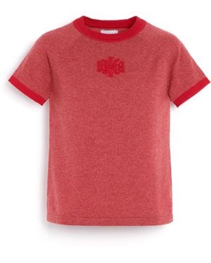 Barrie Cashmere Top With B Logo - Red