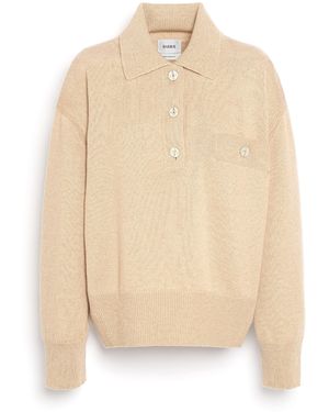 Barrie Cashmere Polo Collar Jumper - Natural