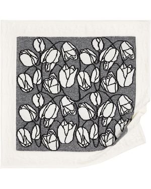 Barrie Cashmere Scarf With Floral Motif - Black