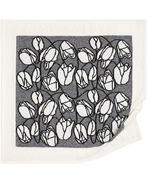 Barrie Cashmere Scarf With Floral Motif - Black