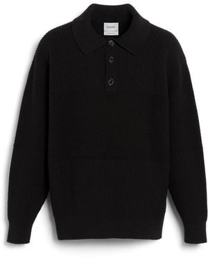 Barrie Waffle-effect Cashmere Polo Shirt - Black
