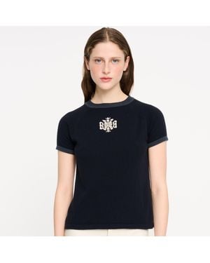 Barrie Cashmere Top With B Logo - Black