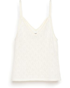 Barrie Strappy Top In Cashmere Lace - White