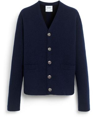 Barrie V-neck Cardigan In Cashmere And Wool - Blue