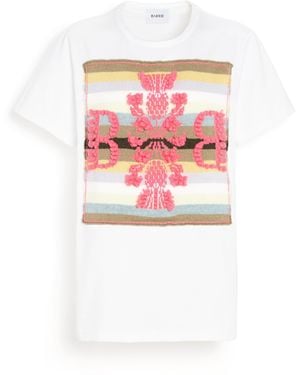 Barrie Striped T-shirt With Logo Cashmere Patch - Pink