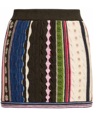Barrie Cashmere Skirt With Raised Stripe Motif - Blue