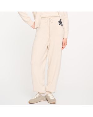 Barrie Marled Cashmere Trousers With B Logo - Natural