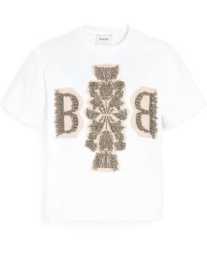 Barrie Cropped T-Shirt With Logo Cashmere Patch - White