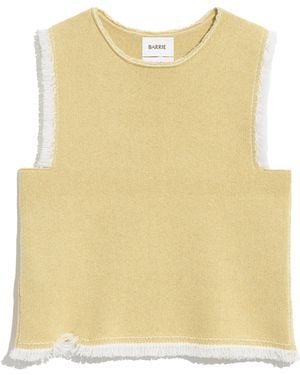 Barrie Denim Fringed Cashmere And Cotton Top - Yellow