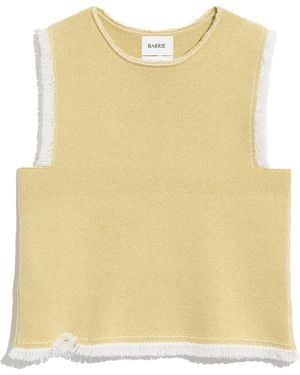 Barrie Denim Fringed Cashmere And Cotton Top - Yellow