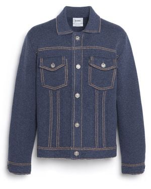 Barrie Denim Fitted Cashmere And Cotton Jacket - Blue