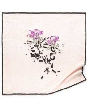 Barrie Cashmere Scarf With Thistle Motif - Pink
