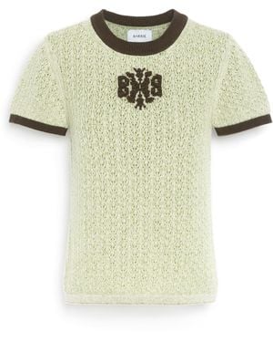 Barrie Cashmere Lace Top With B Logo - Yellow
