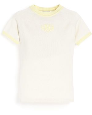 Barrie Mottled Cashmere Top With B Logo - Natural