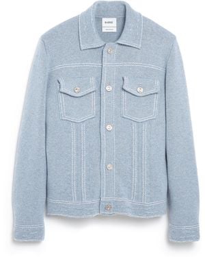 Barrie Denim Fitted Cashmere And Cotton Jacket - Blue