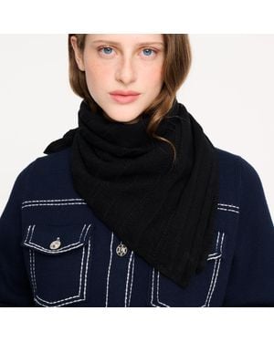 Barrie Tone-on-tone Striped Cashmere And Cotton Scarf - Black