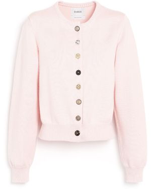 Barrie Cotton And Cashmere Cardigan With Jewelled Buttons - Pink