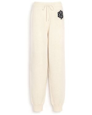 Barrie Marled Cashmere Trousers With B Logo - Natural