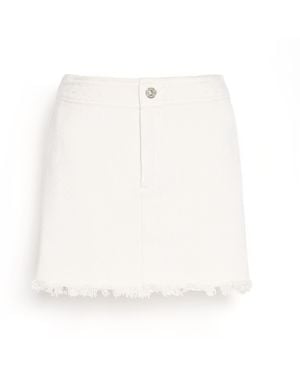 Barrie Denim Fringed Cashmere And Cotton Miniskirt - White