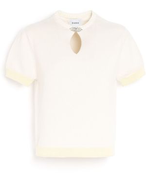 Barrie Cashmere Top With Jeweled Details - White