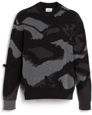 Barrie Cashmere Jumper With Landscape Motif - Black
