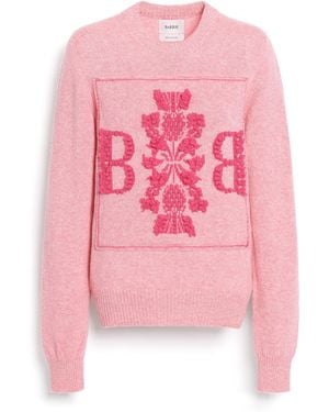 Barrie 3d Logo Round-neck Sweater In Mollted Cashmere - Pink