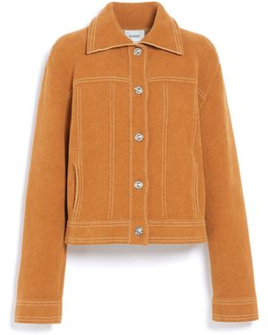 Barrie Suede-effect Jacket In Cashmere And Cotton - Orange