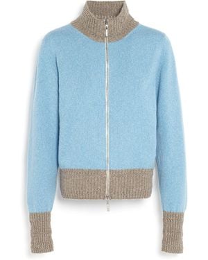 Barrie Mottled Cashmere Zip-up Cardigan - Blue